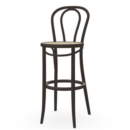 Ton Counter Stool 18 in Stained Bent Wood with Cane Seat
