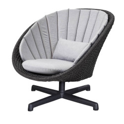 Cane-Line Peacock Lounge Chair | Swivel Aluminium Base |Dark grey | Cane-line Soft Rope