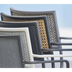 Cane-Line Less Stackable Aluminium/French Weave Armchair - Light Grey