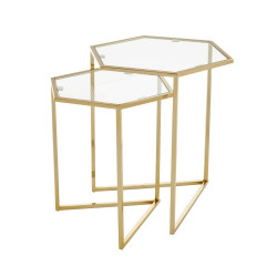Set Of 2 Gold Finish Side Tables