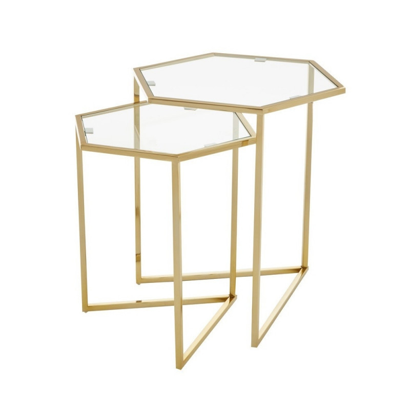 Set Of 2 Gold Finish Side Tables