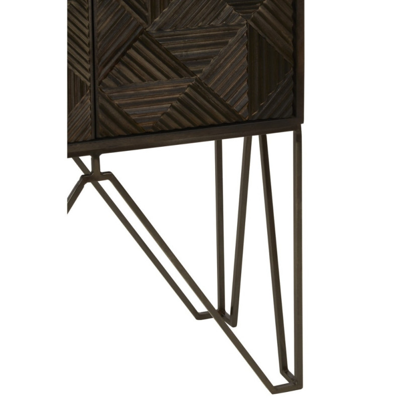 Dark Wood Cabinet with Metal Base