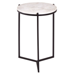 Carrara Marble Side Table with Black Base