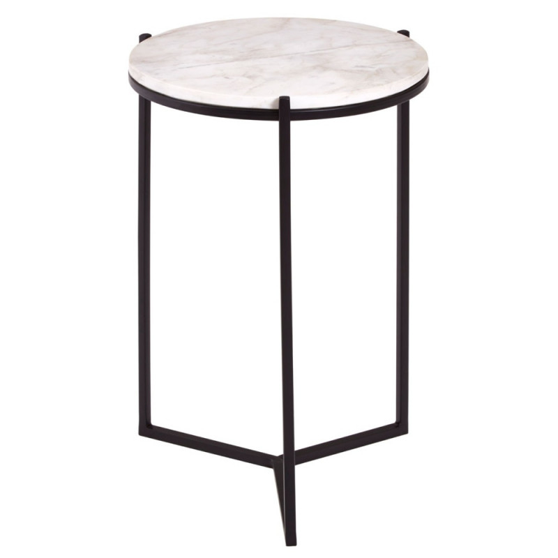 Carrara Marble Side Table with Black Base
