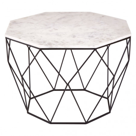 Carrara Marble Coffee Table with Black Base