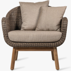 Vincent Sheppard Anton Lounge Chair Teak Base Savane Fabric