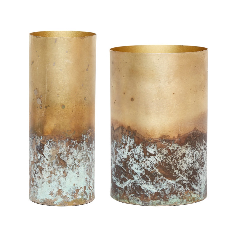 Hubsch Metal Vases Antique Gold | Set of 2