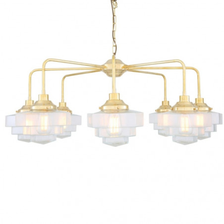 Mullan Lighting Siena Art Deco Single Tier Brass Chandelier 8-Light