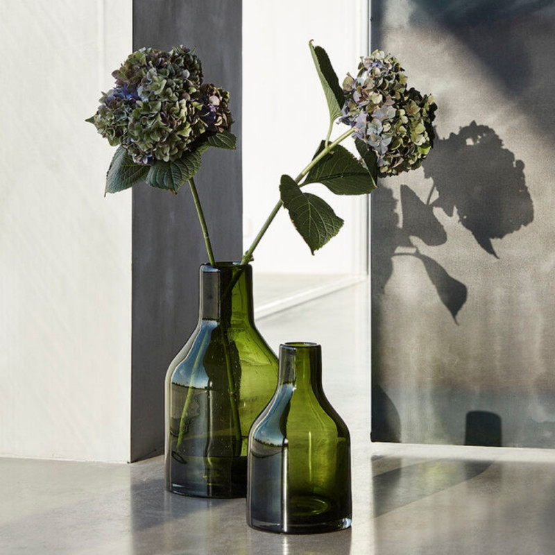 Hubsch Glass Vase Set of 2 - Green