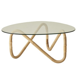 Cane-Line Wave Coffee Table Large Rattan Glass