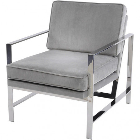 Caverly Grey Velvet Chrome Frame Occasional Chair