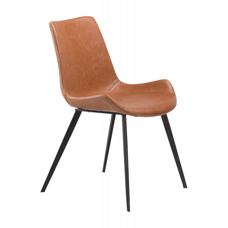Dan-Form Hype Brown Leather Dining Chair with Black Legs