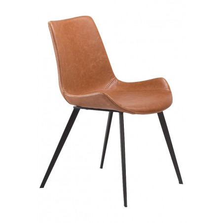 Dan-Form Hype Brown Leather Dining Chair with Black Legs