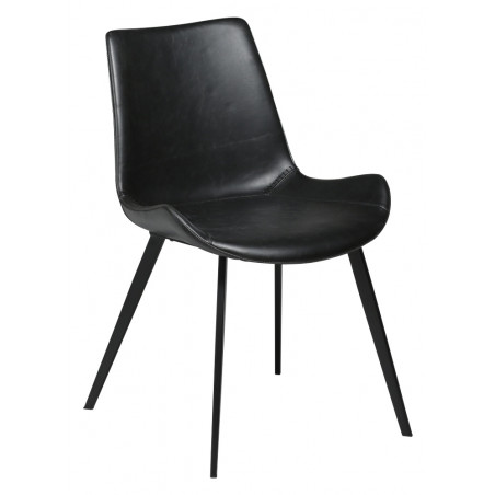 Dan-Form Hype Black Leather Dining Chair with Black Legs