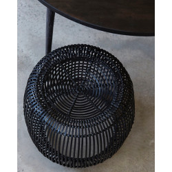 House Doctor Modern Rattan and Iron Black Stool