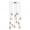 Bover Domita S/20/13L Multiple Canopy Pendant Lamp - Brown / Natural Wood