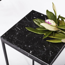 Uncommon Black Pillar Side Table | Metal | Marble