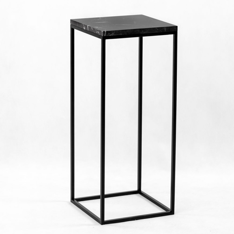 Uncommon Black Pillar Side Table | Metal | Marble