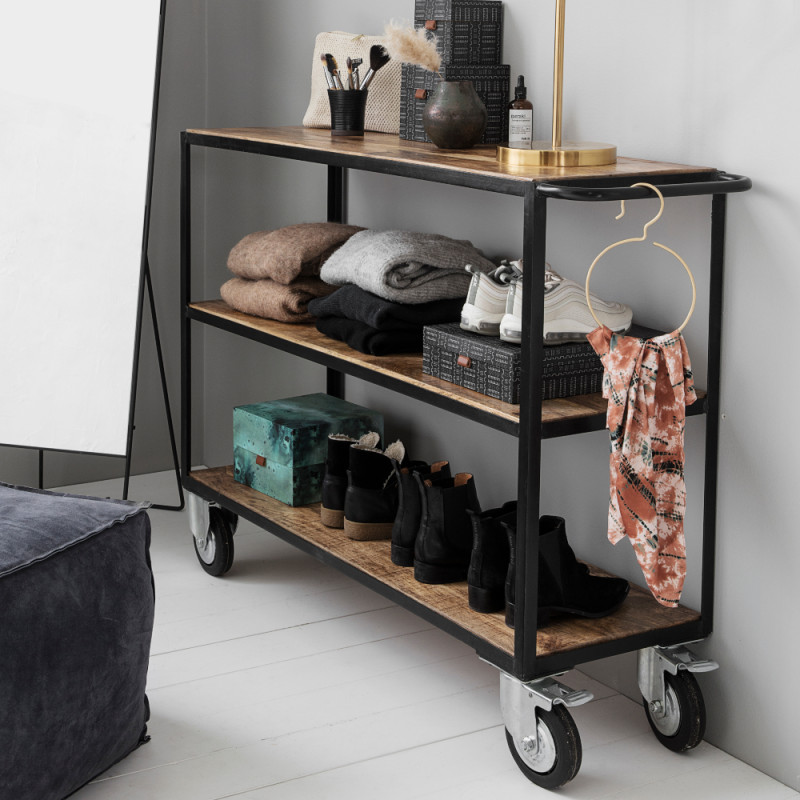 House Doctor Shelving Unit With 4 Wheels | Black/Wood