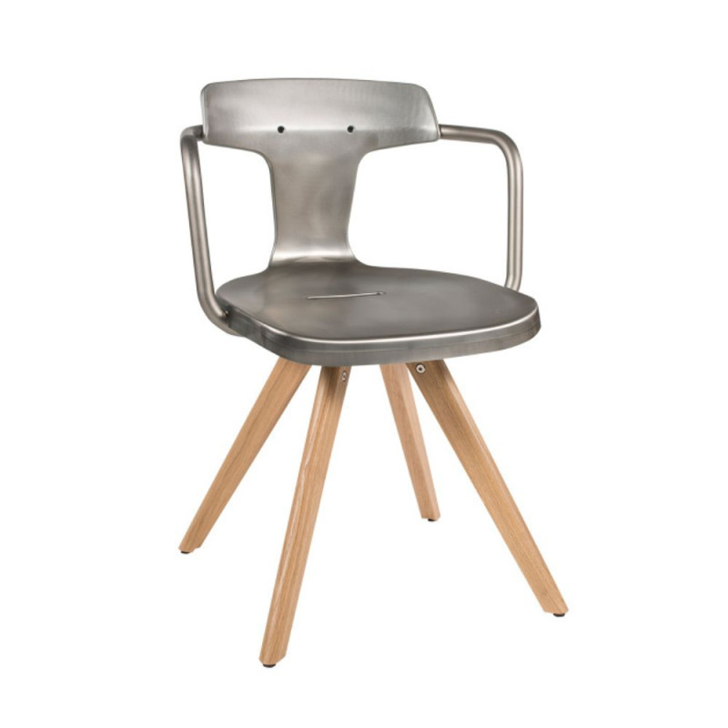 TOLIX® T14 CHAIR | Outdoor |Teak Legs | Raw Steel Varnished - 3 Finishes