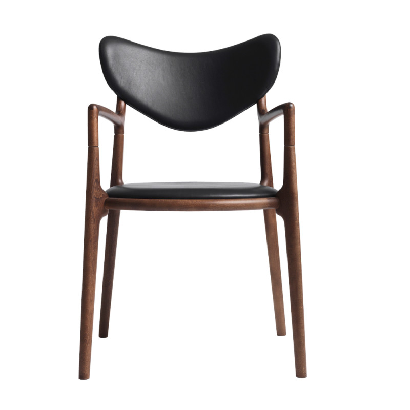 RO Collection Salon Dining Chair Beech Walnut Lacquered | Leather