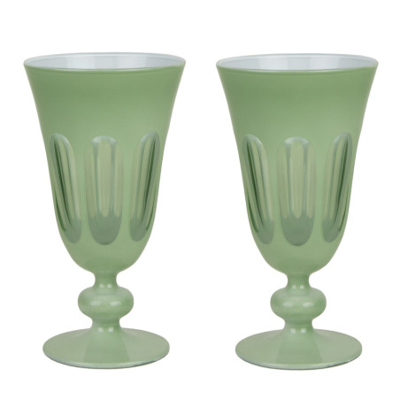 Sir Madam Rialto Glass Tulip Pale Sage - Set of 2