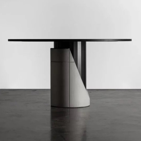 Lyon Beton Sharp Round Oak & Concrete Dining Table | 140 cm