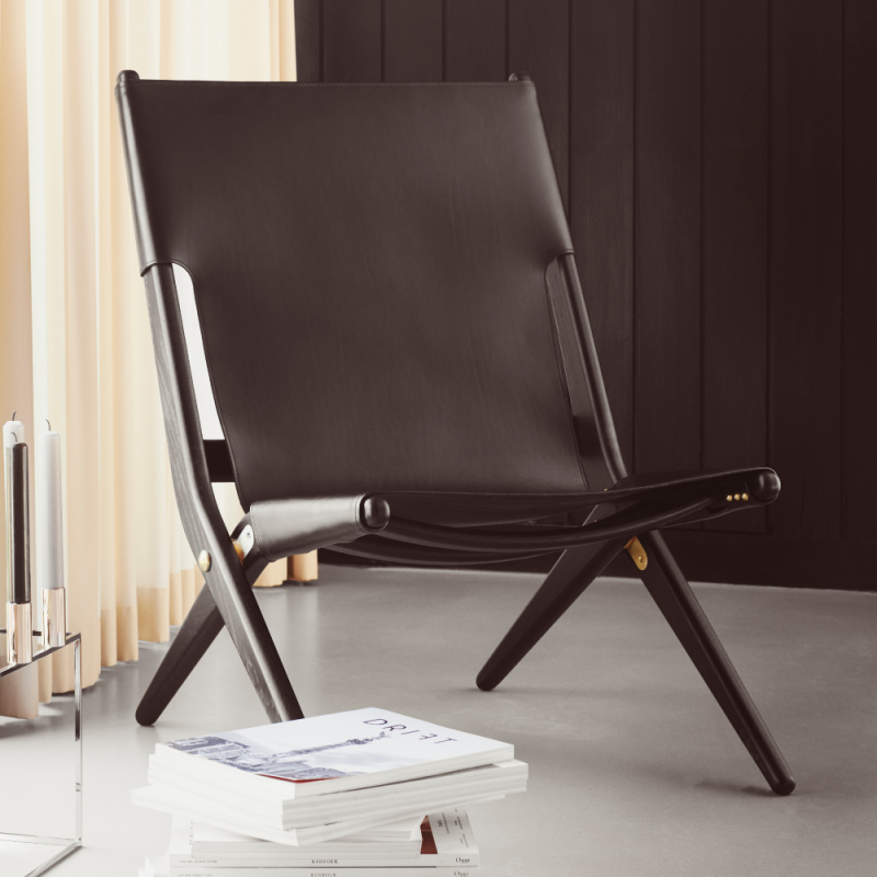 By Lassen Saxe Chair Black Stained Oak/Black Leather