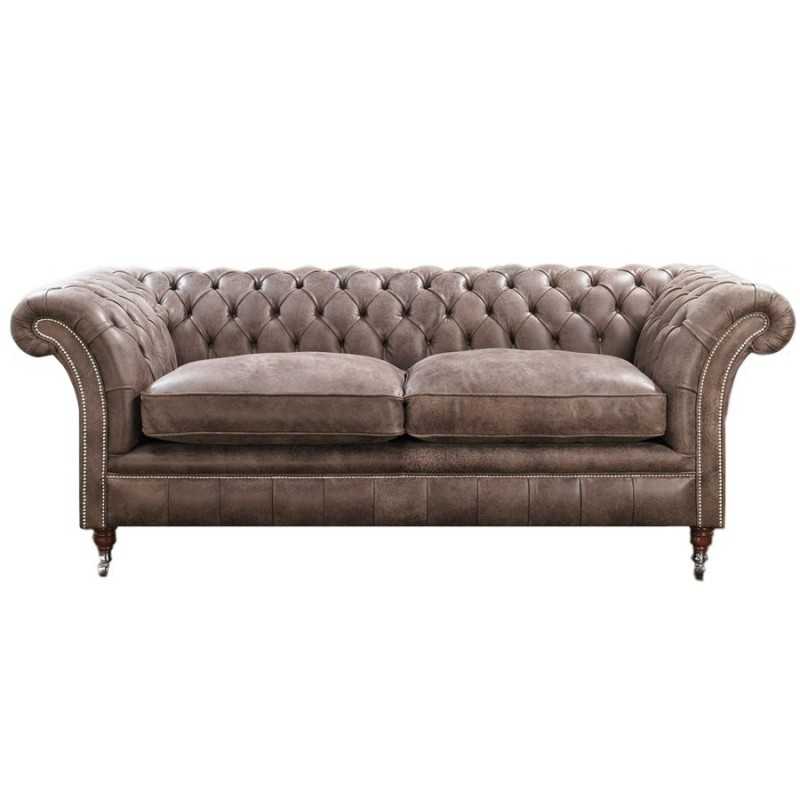 Falmouth Chesterfield Sofa in Elite Leather - Brown