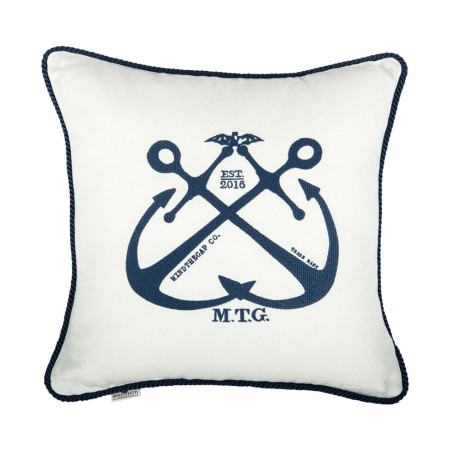 Mind The Gap Vintage Anchors Linen Embroidered Cushion