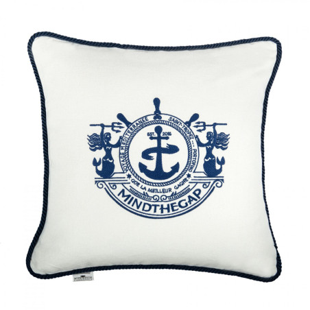 Mind The Gap Voyage Linen Embroidered Cushion