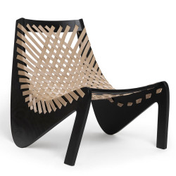 Aggy Melon Lounge Chair Beige | Black Wood