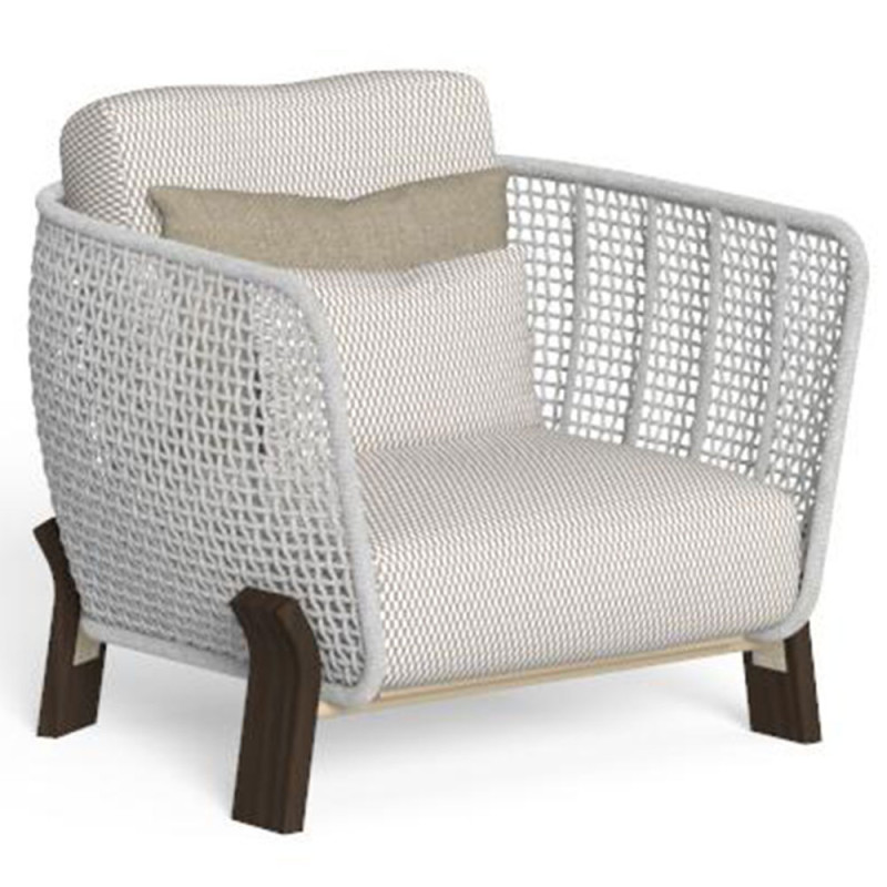 Talenti Argo Garden Lounge Chair Dark Wood White Beige