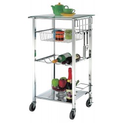 Volpe Chrome and Glass Kitchen Trolley