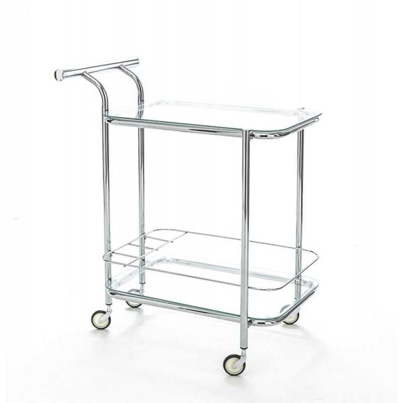 Minimalist Glass and Chrome Serving Trolley
