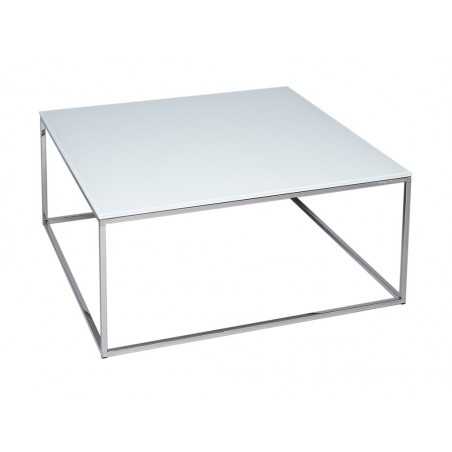 Square Coffee Table - Kensal WHITE with POLISHED base