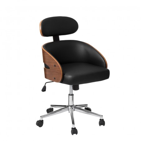 Office Chair in Bentwood and Leather Effect
