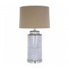 White Ceramic Table Lamp with Natural Linen Shade